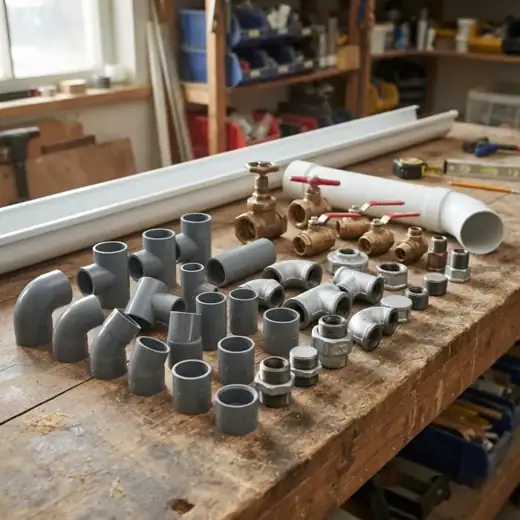PVC and GI pipe fittings at Brazil Plumbing Center Fort Portal